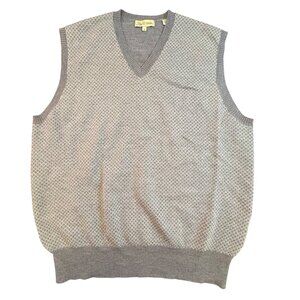 Peter Millar Mens Gray Extra Fine Italian Merino Wool Diamond Knit Vest Size M